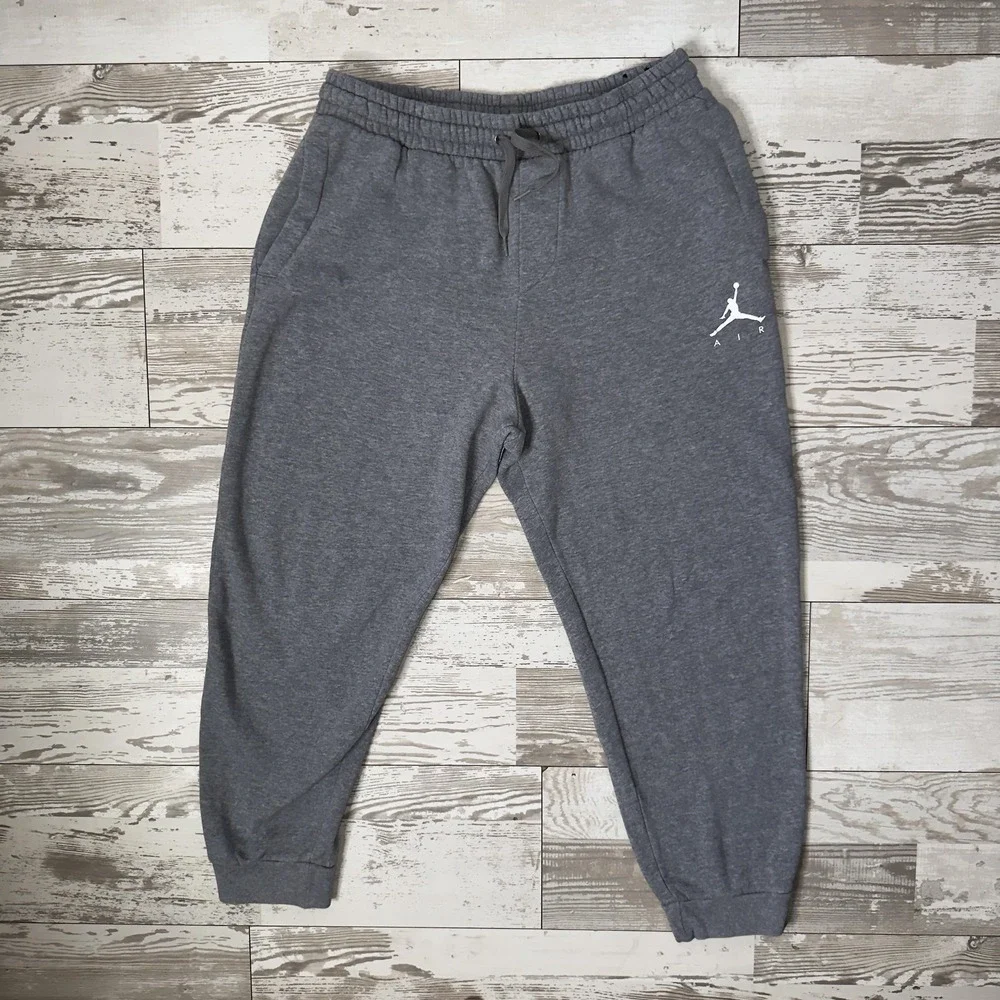 Jordan Sweatpants Mens Medium Gray Fleece Joggers Elastic Waist Pockets Jumpman